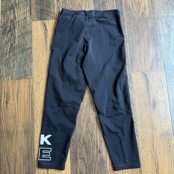 Nike Pro Dri-FIT Leggings Women’s M Black Cropped Graphic Logo Workout - Picture 2 of 5